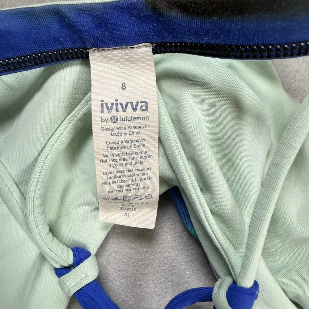Ivivva Girls 8 Sports Bra‎ Blue Strappy Racerback Yoga Dance Cheer Reversible